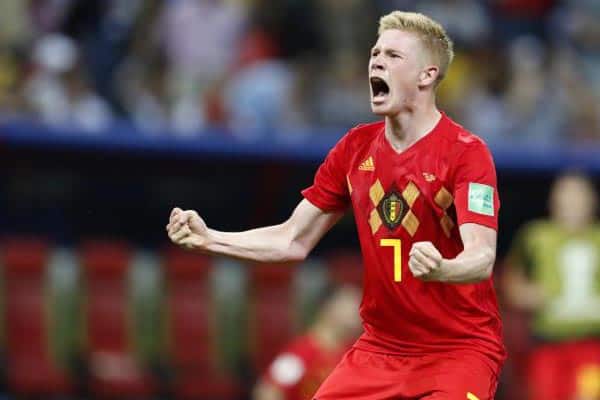 Soccer player celebrates win and advancing to the semifinals.